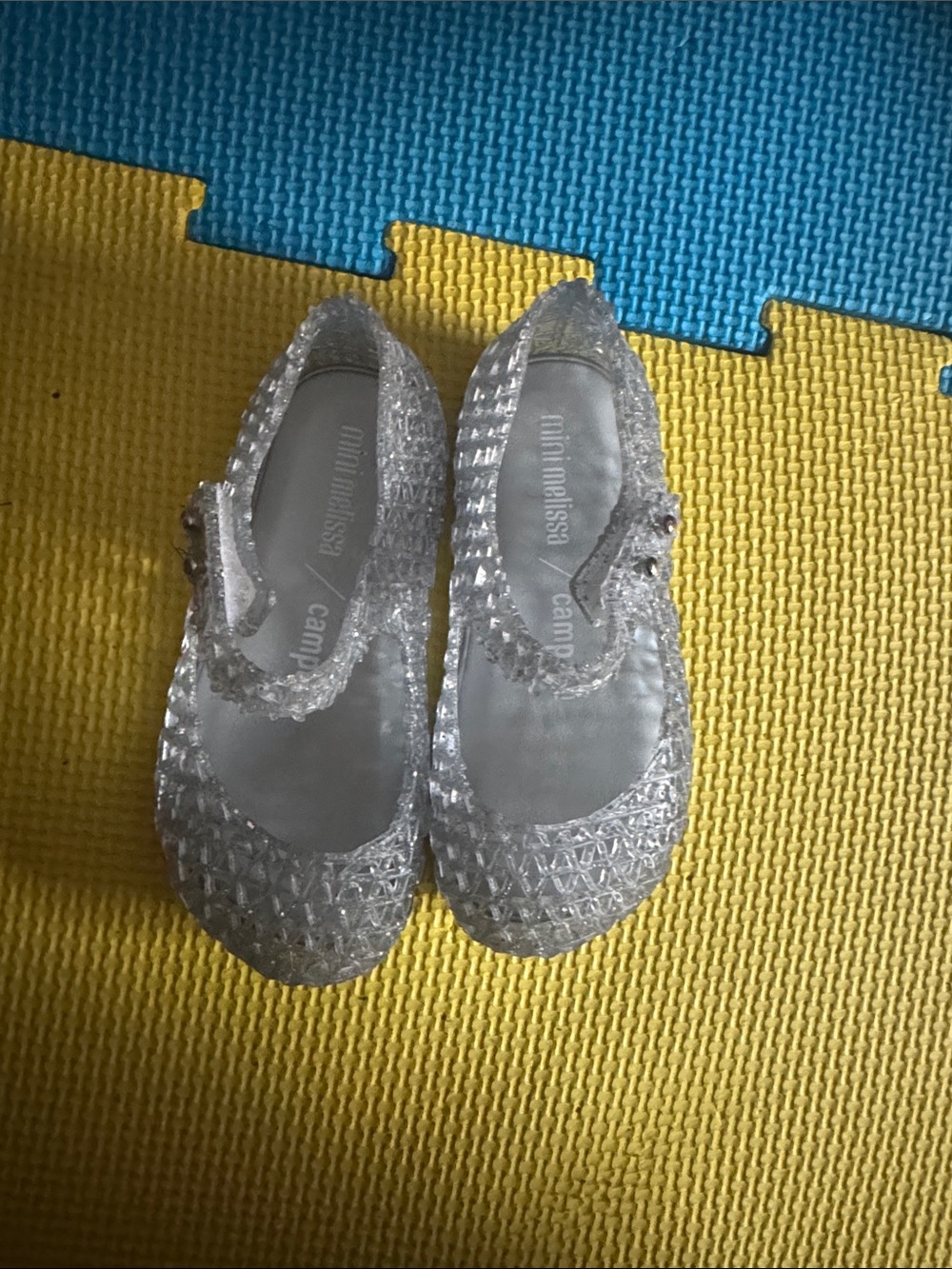 Mini Melissa Clear Silver Glitter Jelly Mary Jane Shoes